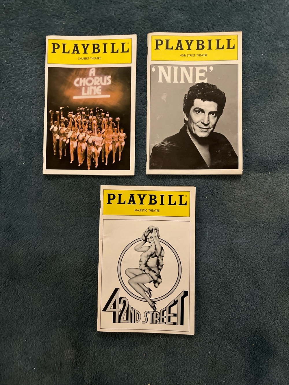 Vintage 80s Playbills (3) - A Chorus Line 1984, Nine 1984 & 42nd Street 1985